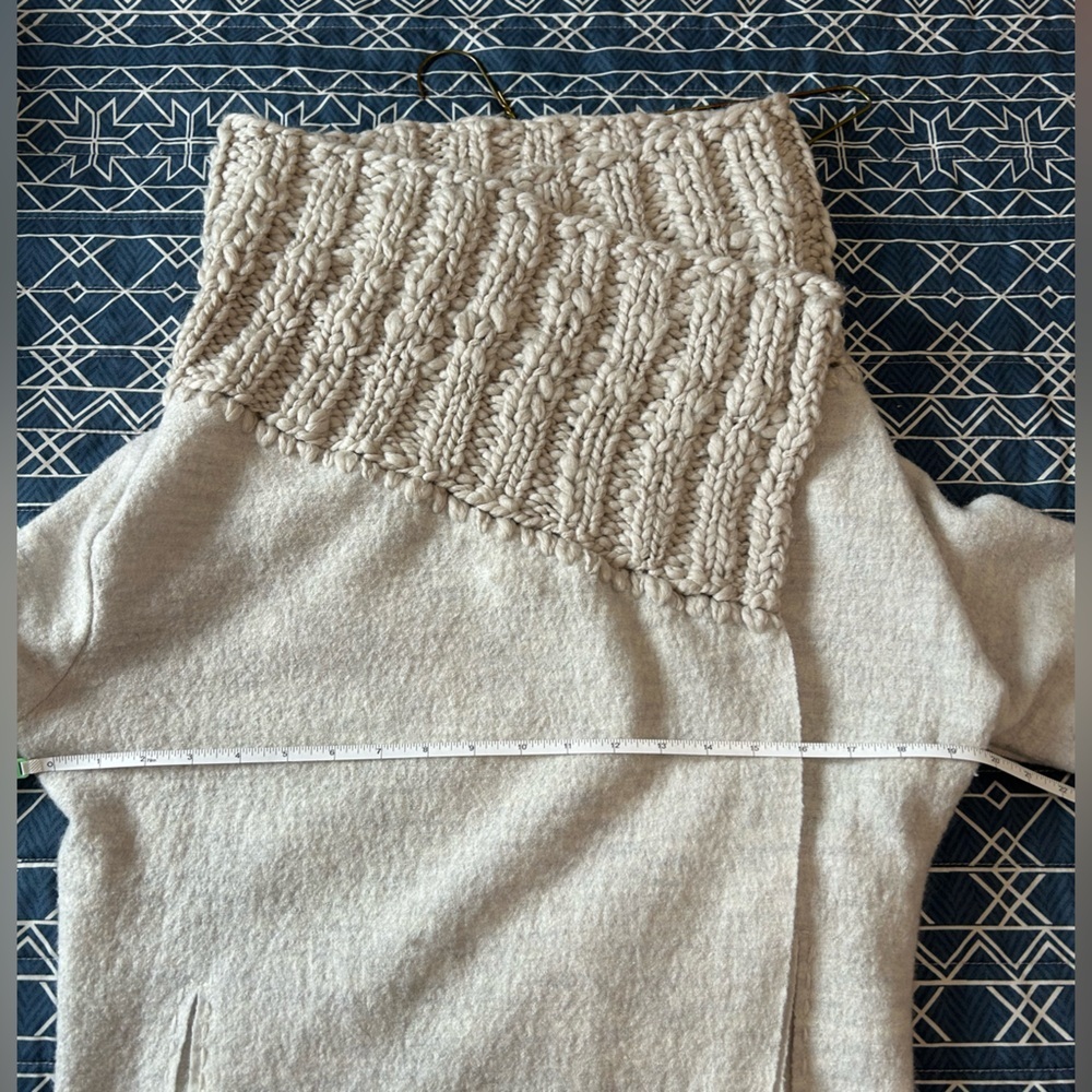 Tribal Light Gray Wool Asymmetric Turtleneck Sweater - Picture 6 of 9